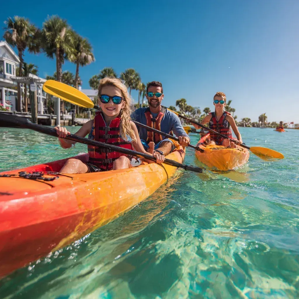 Family enjoying kayak adventure